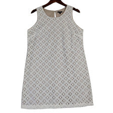 Apt. 9 Mini Vestido Para Mujer Grande Crema Geométrico Cuello Redondo Sin Mangas Nuevo Con Etiquetas