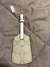 Etiqueta de equipaje COACH CF888 en lona exclusiva $78 dorado claro caqui tiza
