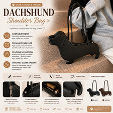 Bolso de hombro Dachshund con forma de perro de cuero PU para mujer bandolera bolso de mano