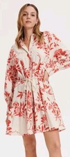 Vestido rojo floral de longitud media para mujer talla UK 16