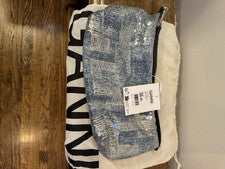 Bolso de Hombro GANNI Lentejuelas Denim Azul Plateado Herrajes Nuevo con Etiquetas