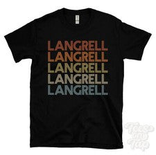 CAMISETA LANGRELL ESTILO RETRO REPETIDO Hombre y Mujer Novedad Genial Nombre Regalo