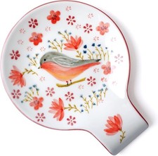 Soporte de cuchara de cerámica pintado a mano de 5,5" para estufa y cocina C...