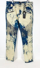 Pantalones de mezclilla Waimea para hombre talla 38x32 elásticos ajustados estilo moto cremalleras 2 tonos-NUEVOS