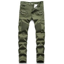Hombres Punk Rock Moda Cremallera Gótico Hip-hop Denim Hombre DJ Lápiz Pantalones Pantalones
