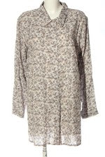 Vestido de mujer de lino manga larga vestido informal viscosa estampado floral blanco talla 42