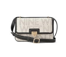 Bolso Bandolera Mujer NINE WEST Peyton Logo Lona - Negro/Crema~