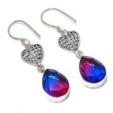 Pendiente de joyería de plata esterlina 925 hecho a mano con piedras preciosa...