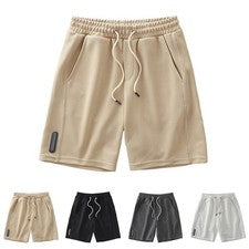 Pantalones cortos de gofre holgados para hombre cintura elástica cordón ropa de verano