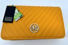 Nuevo con etiquetas Bolso Bandolera Badgley Mischka Studio Mujer Amarillo Cuero Vegano Logo
