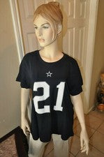 CAMISA ESTILO JERSEY MUJER EZEKIEL ELLIOTT DALLAS COWBOYS NFL AZUL MARINO XL-4XL NUEVA CON ETIQUETAS