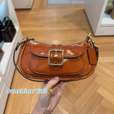Nuevo con etiquetas Bolso de Hombro Coach Ashton Mini CDB19 Canela Cuero Arrugado Brillante