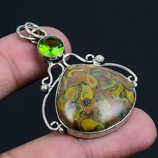 Colgante de joyería de plata esterlina 925 con piedras preciosas de peridoto ...