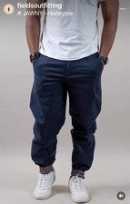 ¡NUEVO SIN ETIQUETAS! $139 Pantalones Fields Outfitting Para Hombre 30 Azul Algodón Elastizado Plano AGOTADO