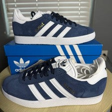 Adidas Gazelle Zapatillas de Gamuza Azul Marino Blanco BB5478 Para Hombre Talla 4