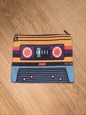 Bolsa de maquillaje de lona con cinta de casete estilo de colección/bolsa de accesorios personales 