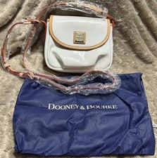 Bolso Bandolera Pequeño de Hombro Dooney & Bourke Charol Crema, NUEVO