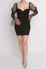 Sexy Hermoso Mini Vestido Para Mujer Malla Manga Vendaje