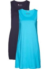 Neu 2er Pack Jerseykleid Gr. 36/38 Karibikblau Dunkelblau Damen Mini Shirtkleid