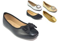 Zapatos de salón planos Dolly con moño negros para dama bailarina sin cordones talla 3-8