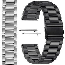 14 | 16 | 18 | 20 | 22 | 24 Correa de reloj de eslabones de acero inoxidable plata negro metal