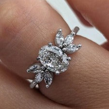 Anillo de compromiso de diamantes de laboratorio de oro cultivado IGI corte o...