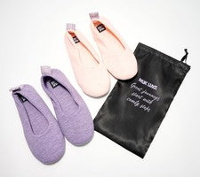 Zapatos para mujer Muk Luks talla L bailarina de viaje suelas suaves bolso tostado/beige A682667