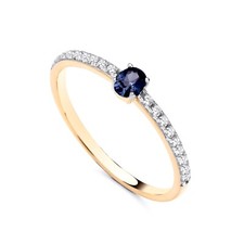 Anillo de compromiso solitario ovalado ZAFIRO AZUL simulado oro 9ct sobre plata K-S