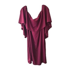 Nuevo con etiquetas Vestido informal Grace Karin Borgoña Fuera del Hombro Volantes Mujer Talla 3XL