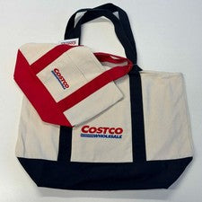 Bolso de compras Japón Costco de lona *juego de 2, AZUL grande + ROJO mini*
