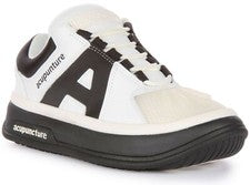 Entrenador de acupuntura con cordones de microfibra para mujer en blanco negro Reino Unido 3-9
