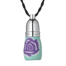 Collar Colgante Botella Perfume Vidrio Arcilla Poli Azul Aqua Rosa Púrpura Pequeña