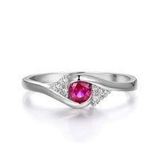 Anillo Sólido Plata de Ley 925 7 Piedras Rubí y Zafiro Blanco Anillo Tallas K a U