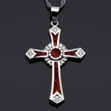 Collar Colgante Cruz Ópalo Joyería Cristiana para Hombre Mujer con Cadena Regalo