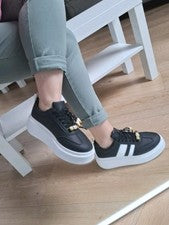 Zapatillas Plateau cordones con cuentas en negro T. 36 - 41
