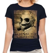 Mantener La Cuarentena Moda Mujer Estampado Camiseta Calavera Radiactivo