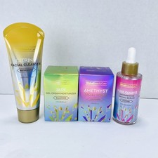Juego de 4 Global Beauty Care GEMSTONE Limpiador Facial Exfoliante Suero Hidratante NUEVO