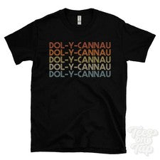 CAMISETA DOL-Y-CANNAU ESTILO RETRO REPETIDO para hombre y mujer Reino Unido topónimo regalo