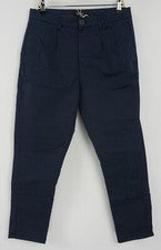 Nuevo Pantalón Chino Imperial Etiqueta Negra Para Hombre 38 x 35 Azul Marino Elastizado Alto Plisado