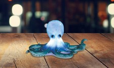 Figura Pulpo Azul 9"H Adorno Decoración Hogar Regalo Único