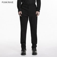 Punk Rave Hombres Negro Gótico Lateral Con Cordones Pantalones Ajustados Ajustados al Tobillo