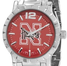 Nuevo Reloj Hombre Nebraska Cornhuskers, Pulsera, Metal, Con Batería Gratis, NCAA