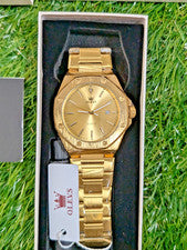 Relojes de Lujo OLEVS para Hombre Oro Octágono Acero Inoxidable Vestido Impermeable Reloj