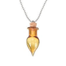 Collar Vial, Acero Inoxidable Vidrio Lágrima Botella Perfume 29.5mm, Naranja
