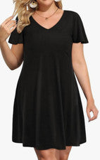 NUEVO Vestido Pinup Moda Para Mujer Negro Cuello en V Fluido Talla 20W