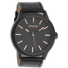 Oozoo reloj de pulsera para hombres Timepieces analógico cuero negro UOC9014A