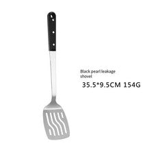 Utensilios de cocina de acero inoxidable de 4 piezas con asas de plástico perla negra
