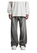 Pantalones deportivos unisex lavados con ácido holgados informales holgados de pierna ancha para hombre