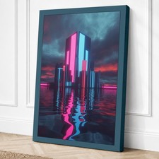 Arte de pared moderno reflejado en lienzo de neón para decoración del hogar listo para colgar