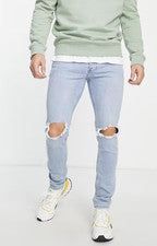 Pantalones de mezclilla Topman elásticos ajustados extremos para hombre, estilo #69F09ULST, TALLA 32X32